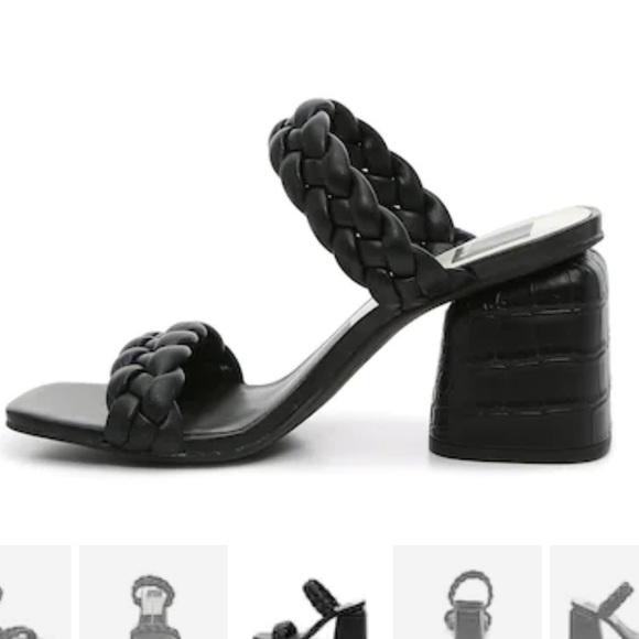 Black croc braided heeled block sandals heels 👠 - Picture 3 of 11